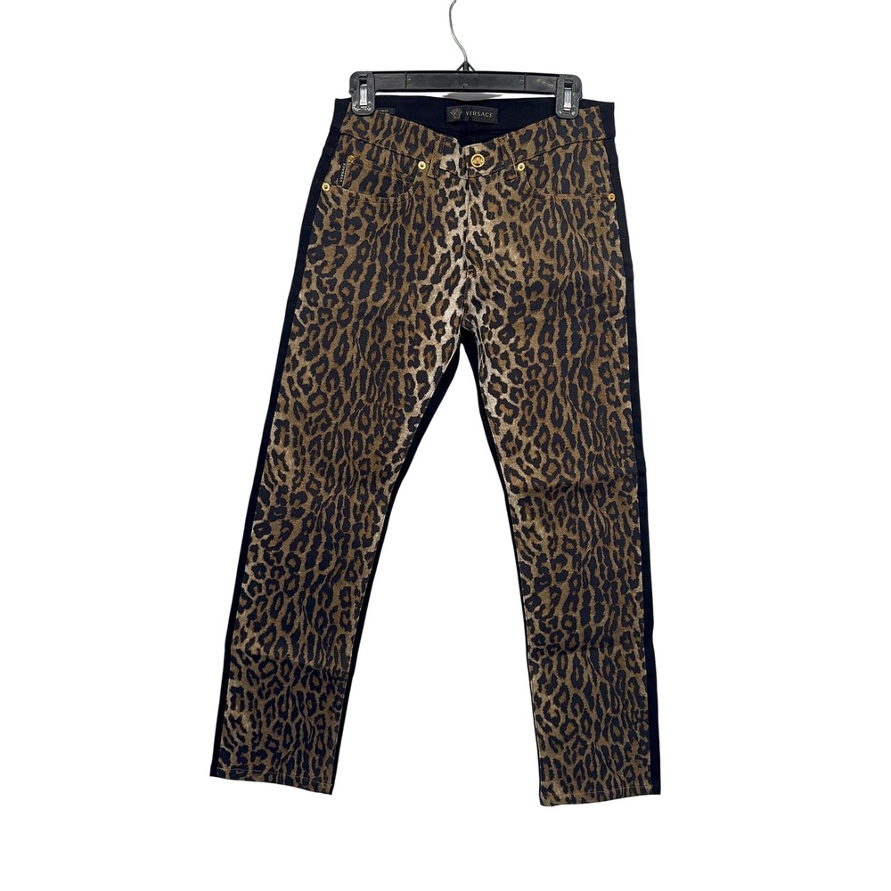 Versace Men s Pants Leopard Print Skinny‎ Jeans Italy Made Size29 New